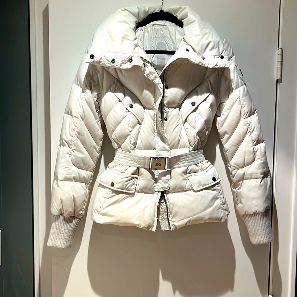 ADD puffer jacket w belt size 0 white